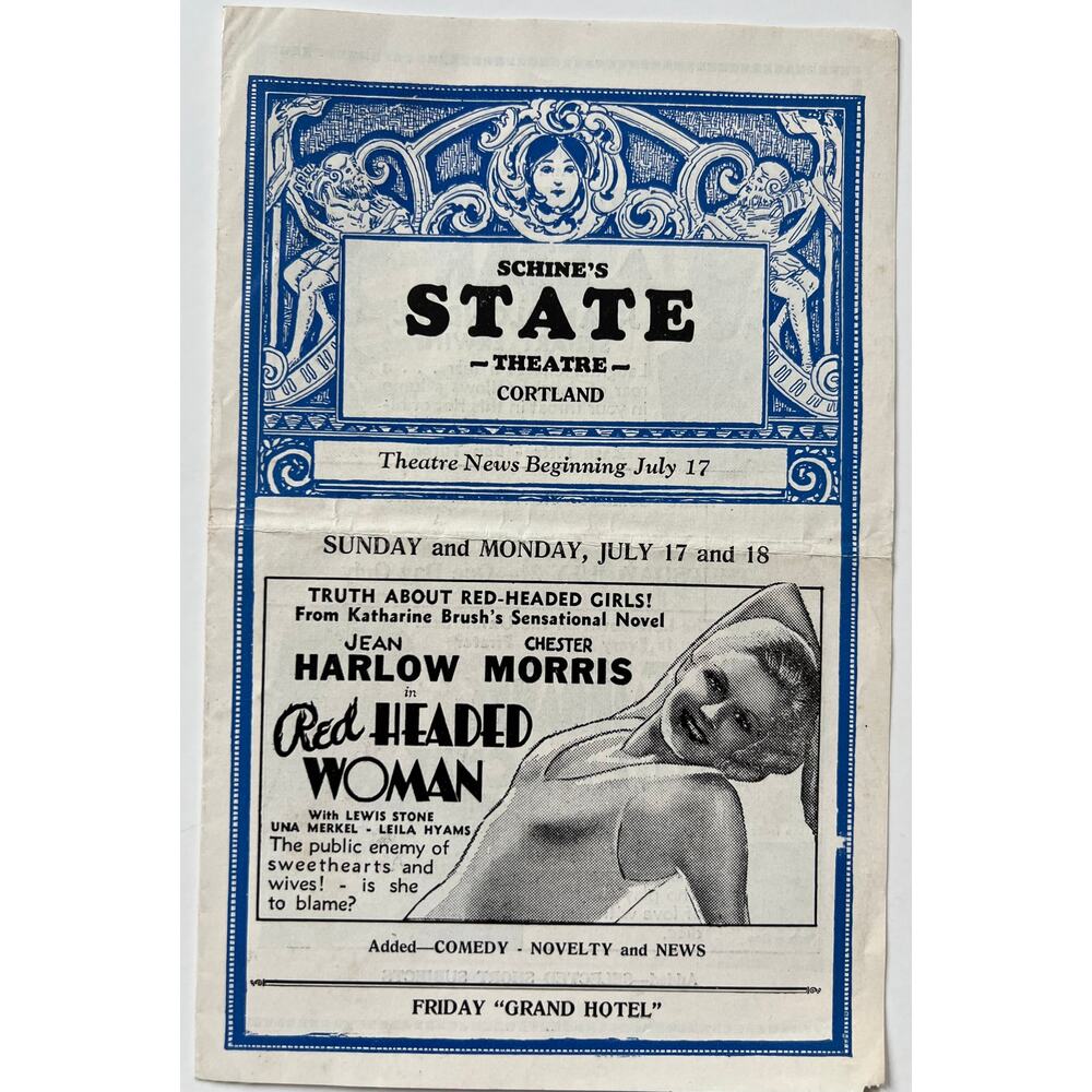RARE 1932 Jean Harlow Movie Program Red Headed Woman, Grand Hotel, Fairbanks